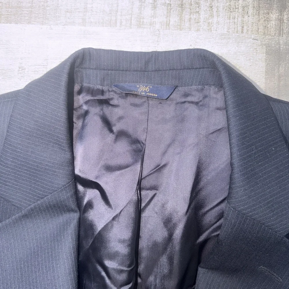 Brooks Brothers 346 Men's Suit 2-piece Wool Sz 46L Pants 38x31 Black Pinstripe
